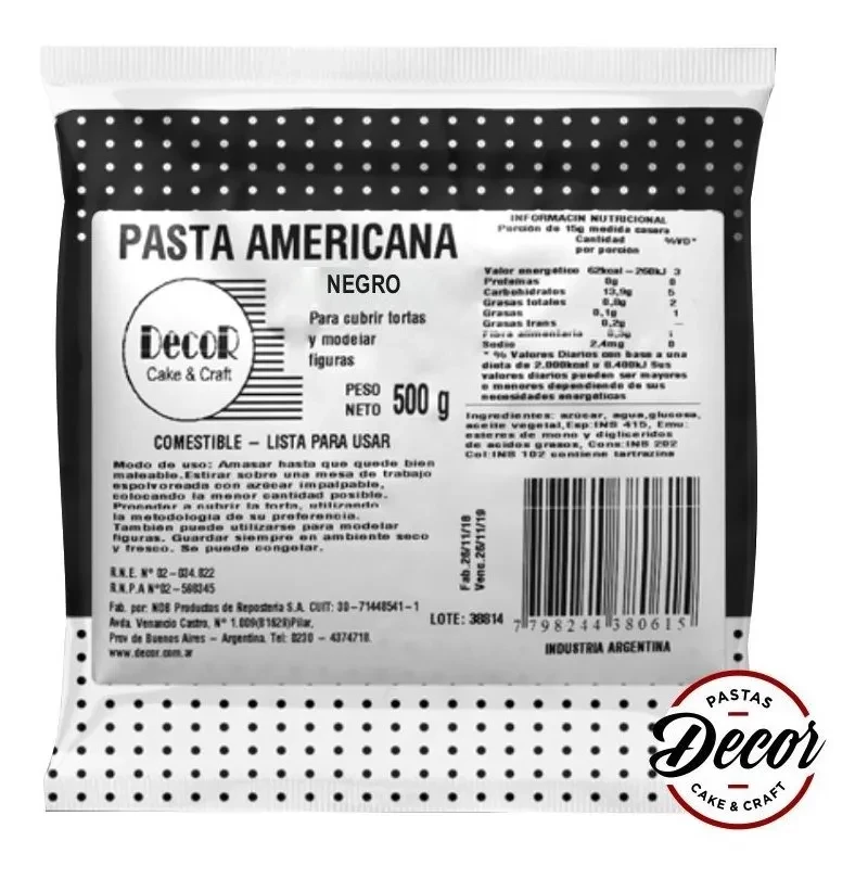 pasta americana negra x 500grs - decor cake (plat)