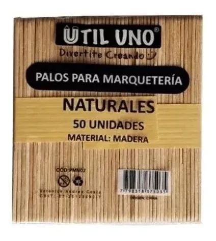 palitos p/ helado marqueteria natural util uno pmn-100 display x 50 (p-ser)