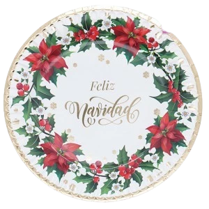 plato de polipapel 17cm flor de navidad x 6 unidades (rr)