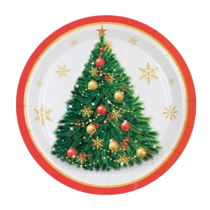 plato de polipapel 17cm *arbol de navidad* x 6 unidades (rr)