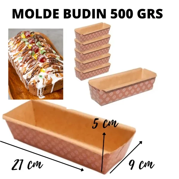 molde budin con flejes 1/2kg x010uni. (calb)