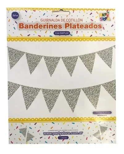 banderines plateados glitter 360 cm (rr)