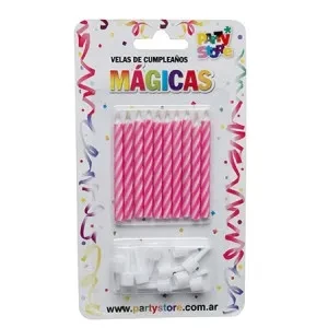 velas magicas magentas - blister x 10un. (se vuelven a encender) (rr)