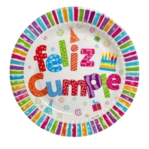 plato de polipapel 17cm feliz cumple x 6 unidades (rr)