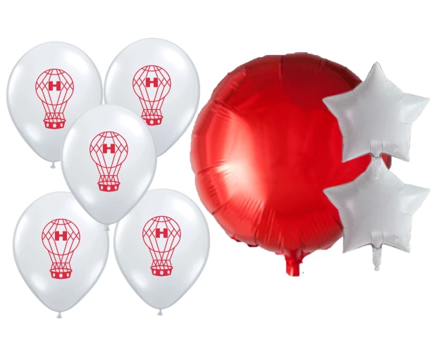 set globos (1 mylar 18", 2 mylar 10", 5 globos deco 12") huracan