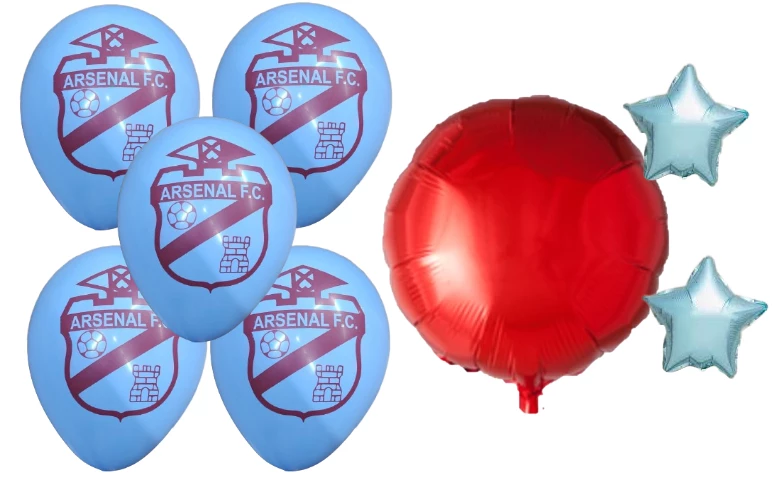 set globos (1 mylar 18", 2 mylar 10", 5 globos deco 12") arsenal de sarandi