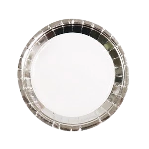 plato de polipapel 17cm borde plateado x 6 un (rr)