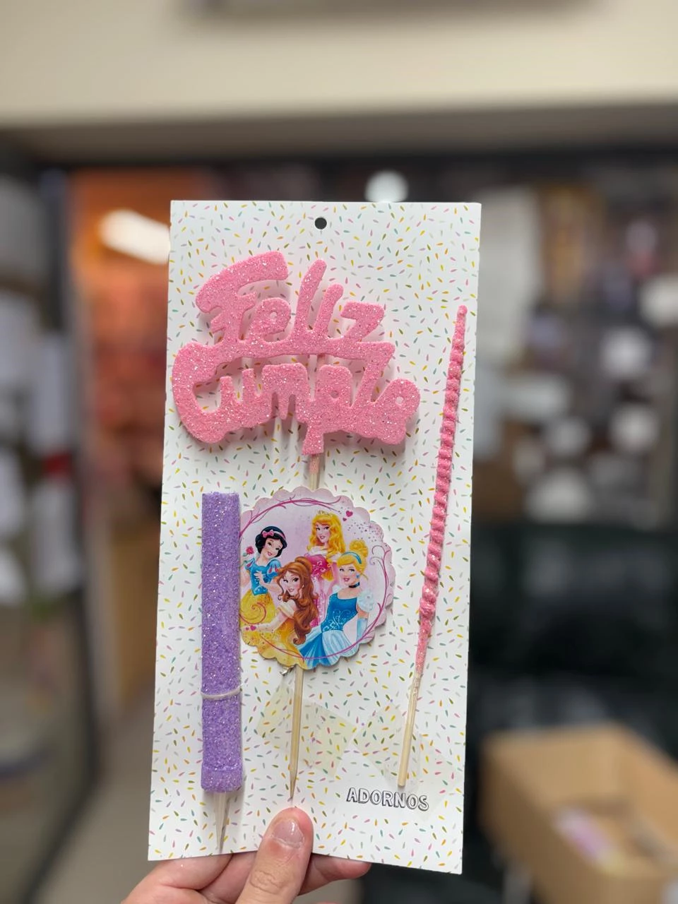 blister topper con vela y bengala princesas