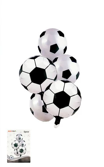 set 5 globos pelota de futbol negro/blanco
