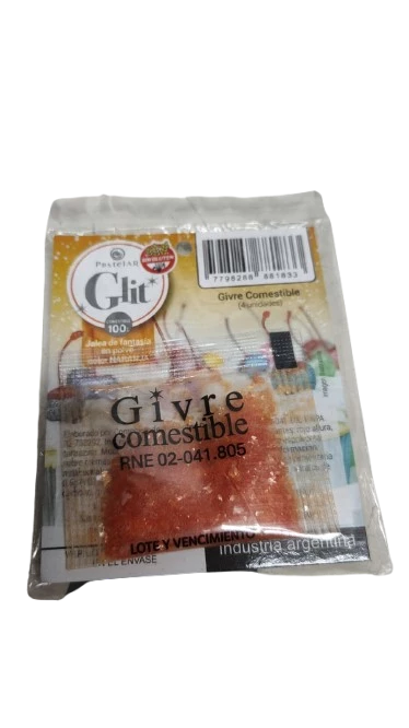glit brillantina comestible x4u (pastelar) naranja
