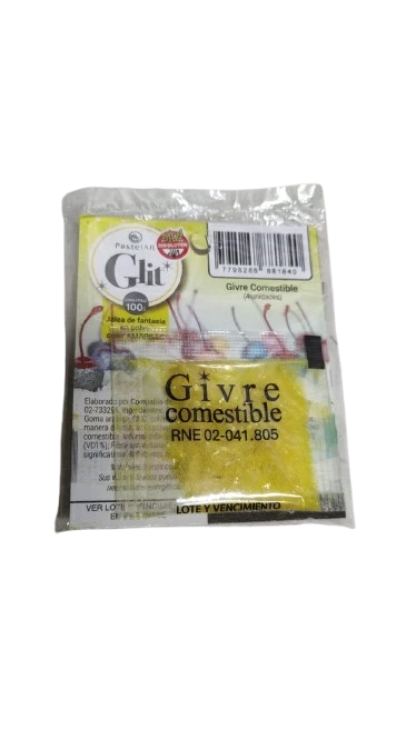 glit brillantina comestible x4u (pastelar) amarillo