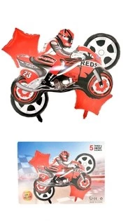 set 5 globos metalizado moto de carrera rojo pack x 12 sets - 0805-3 (low-def)
