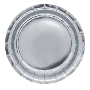 plato de polipapel 17cm full plateado x 6 unidades (rr)