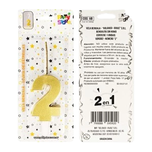 vela bengala numero dorada nº 2 (rr)