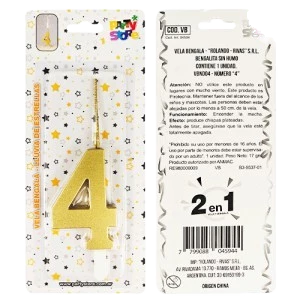 vela bengala numero dorada nº 4 (rr)