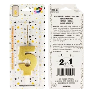 vela bengala numero dorada nº 5 (rr)