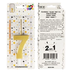 vela bengala numero dorada nº 7 (rr)