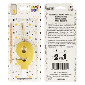 vela bengala numero dorada nº 9 (rr)