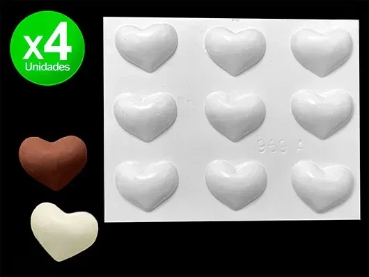 placa para bombon/souvenir 9 corazones nº969 a.x4 plastichok (calb)