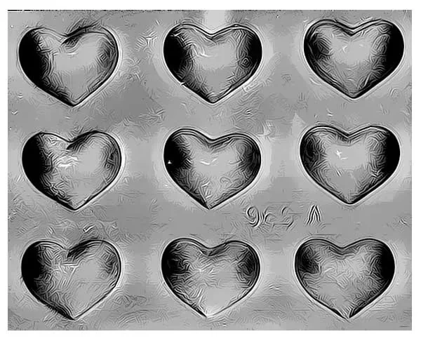 placa para bombon/souvenir 9 corazones nº969 a.x1u plastichok (calb)