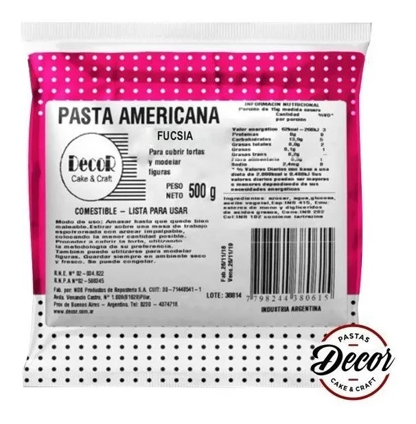 pasta americana fucsia x 500grs - decor cake (plat)