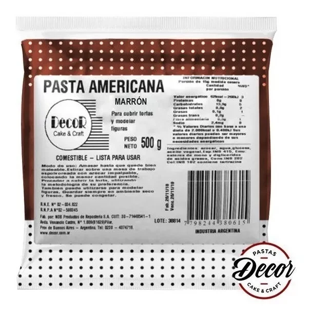 pasta americana marron x 500grs - decor cake (plat)