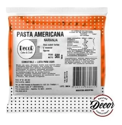 pasta americana naranja x 500grs - decor cake (plat)