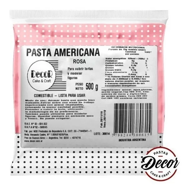 pasta americana rosa x 500grs - decor cake (plat)