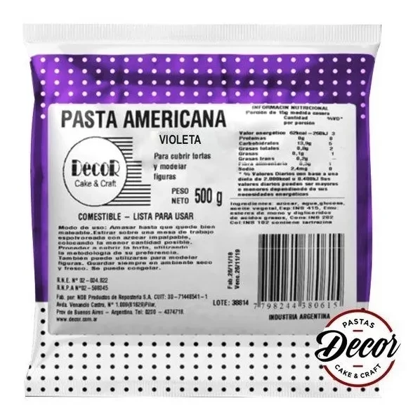 pasta americana violeta x 500grs - decor cake (plat)