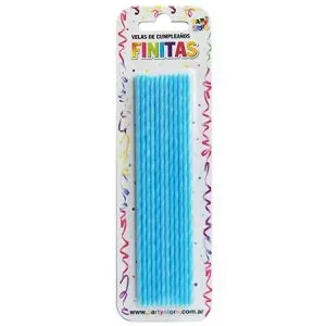 velas finitas 17cm torneadas celestes - blister x 24 u (rr)