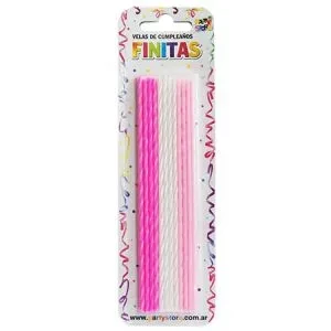 velas finitas 17cm colores nenas - blister x 24 u (rr)