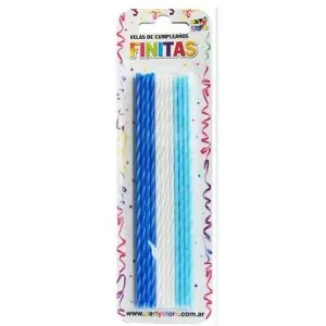 velas finitas 17cm torneadas colores varon - blister x 24 u (rr)