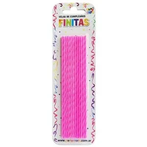 velas finitas 17cm torneadas magentas - blister x 24 u (rr)