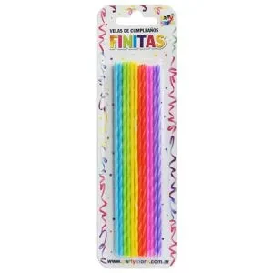 velas finitas 17cm multicolor - blister x 24 u (rr)