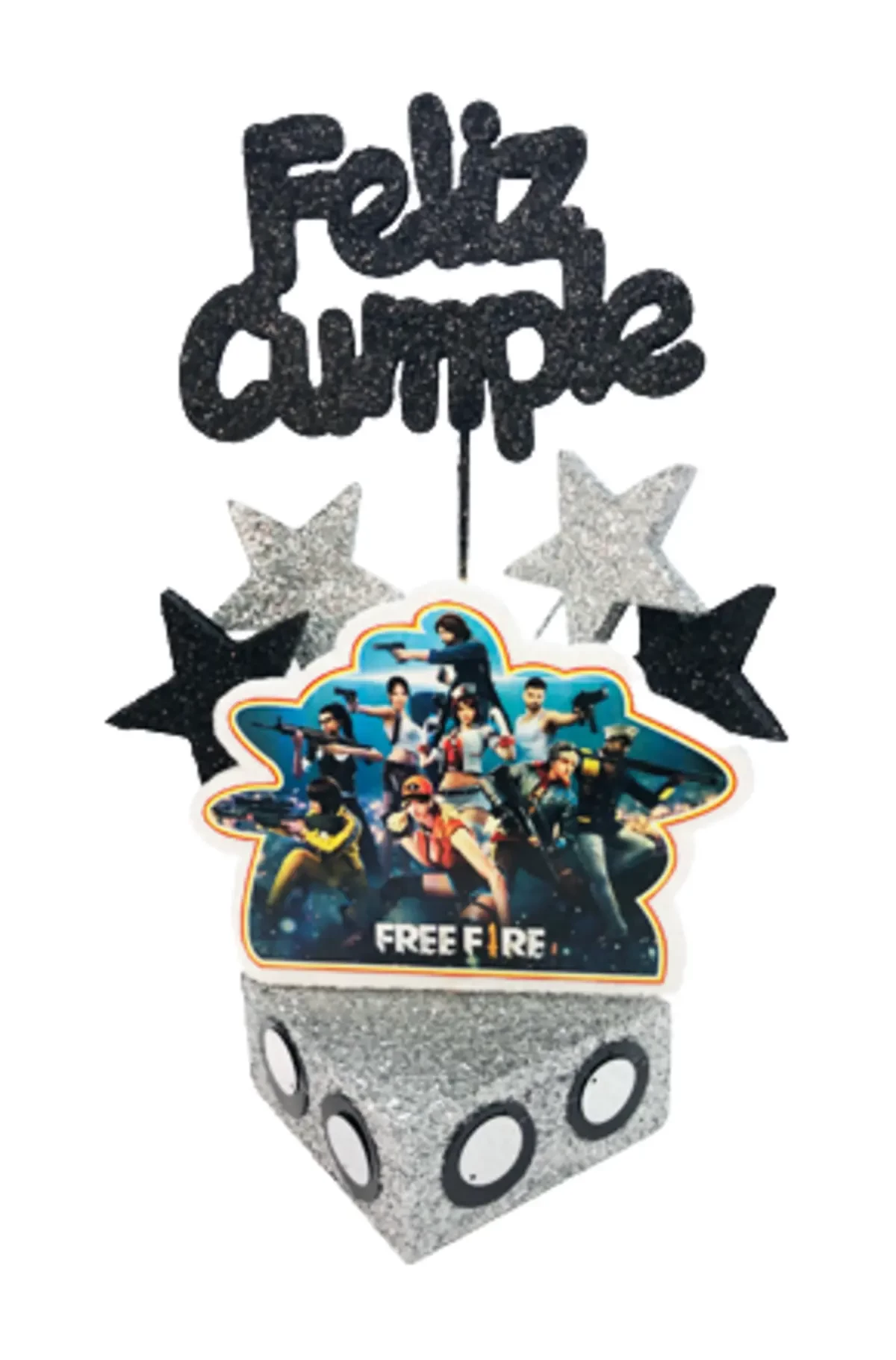 adorno torta tambores figura con feliz cumple grande (mrg) free fire