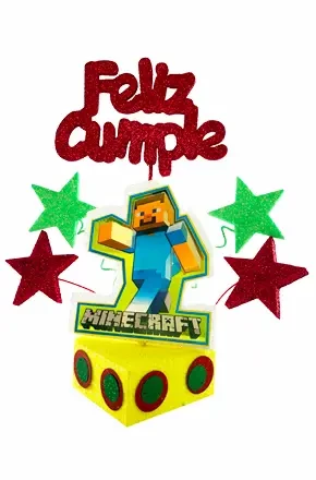 adorno torta tambores figura con feliz cumple grande (mrg) minecraft