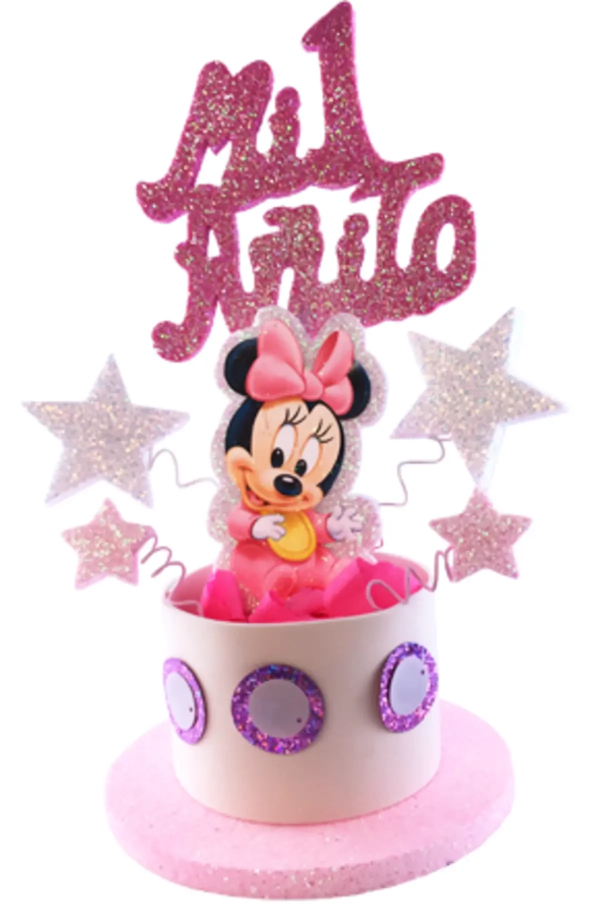 adorno torta tambores figura con feliz cumple grande (mrg) primer anito minnie