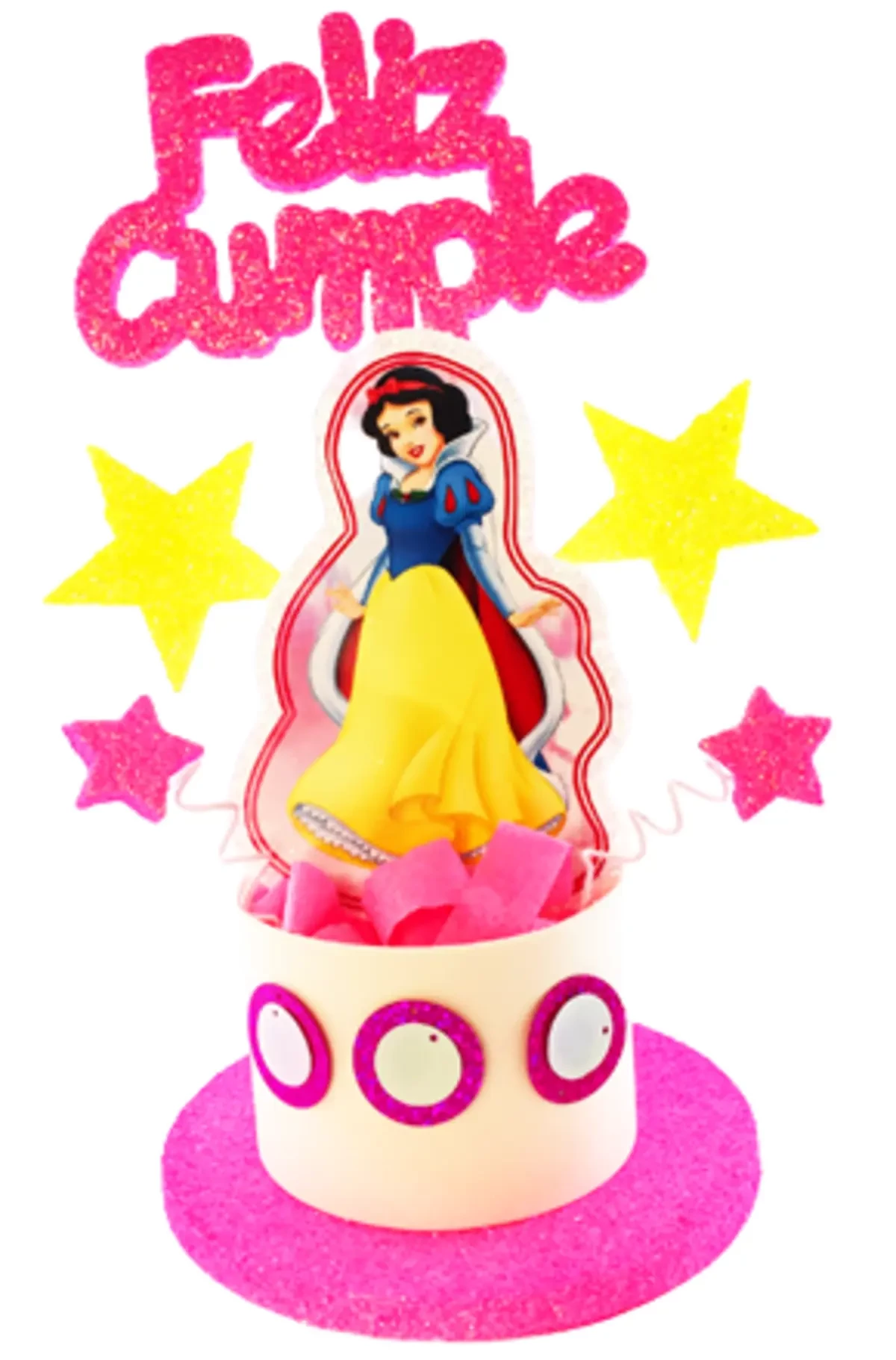 adorno torta tambores figura con feliz cumple grande (mrg) blancanieves