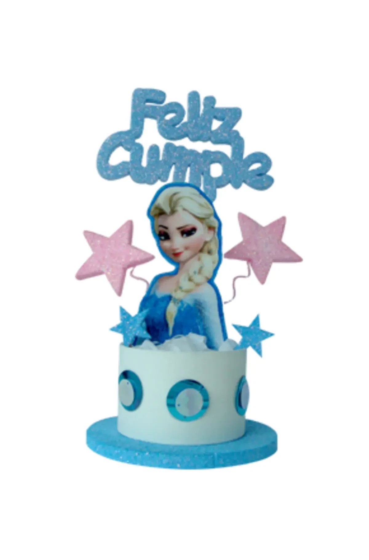 adorno torta tambores figura con feliz cumple grande (mrg) frozen elsa