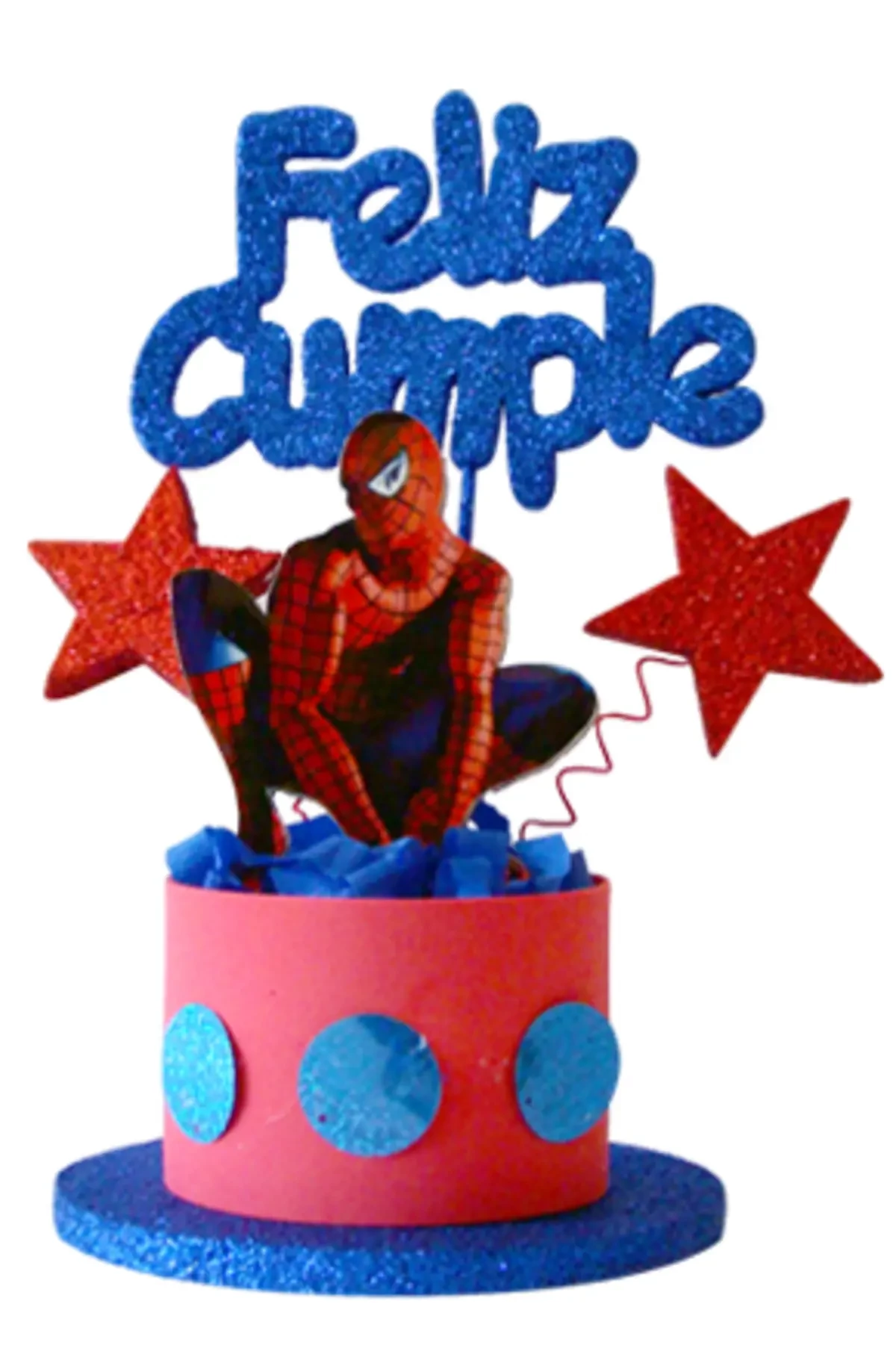 adorno torta tambores figura con feliz cumple grande (mrg) hombre arana spiderman