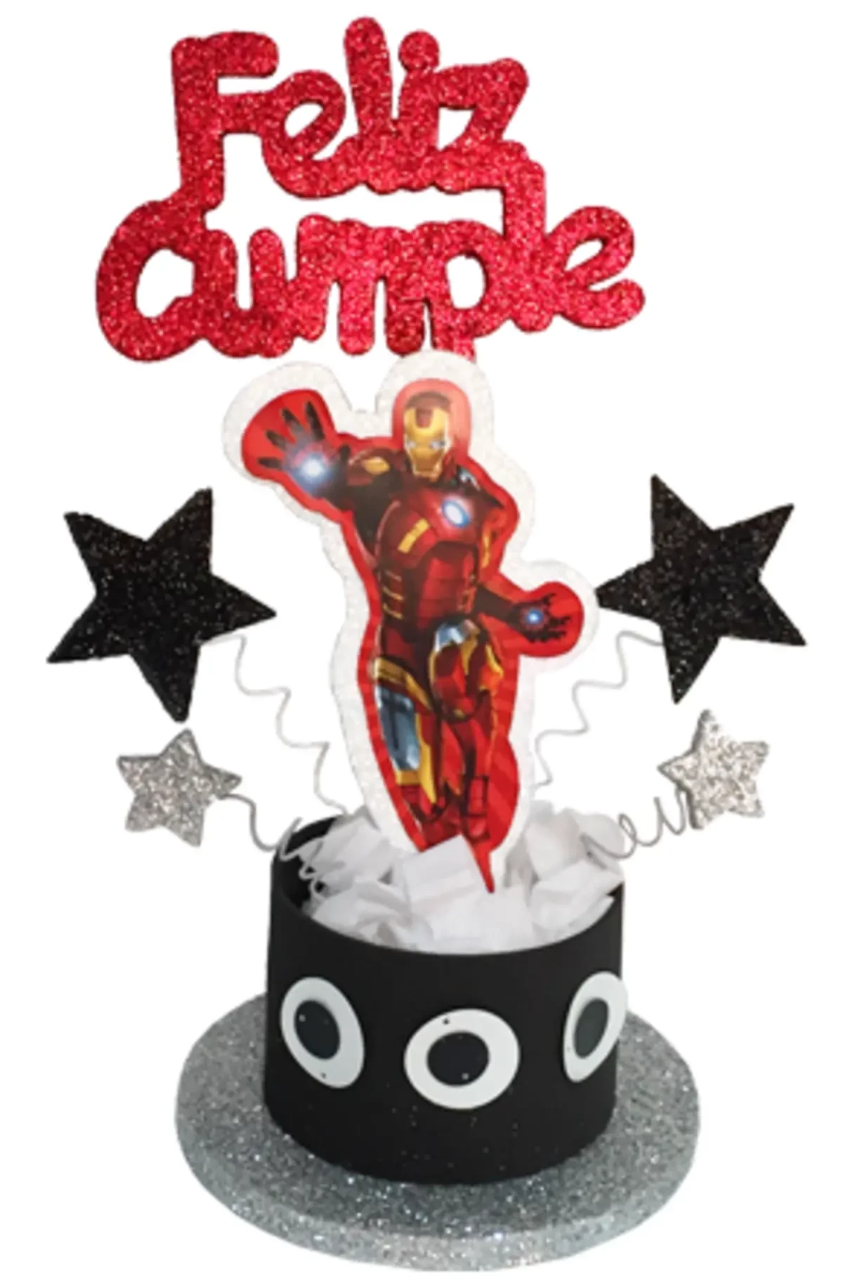 adorno torta tambores figura con feliz cumple grande (mrg) ironman