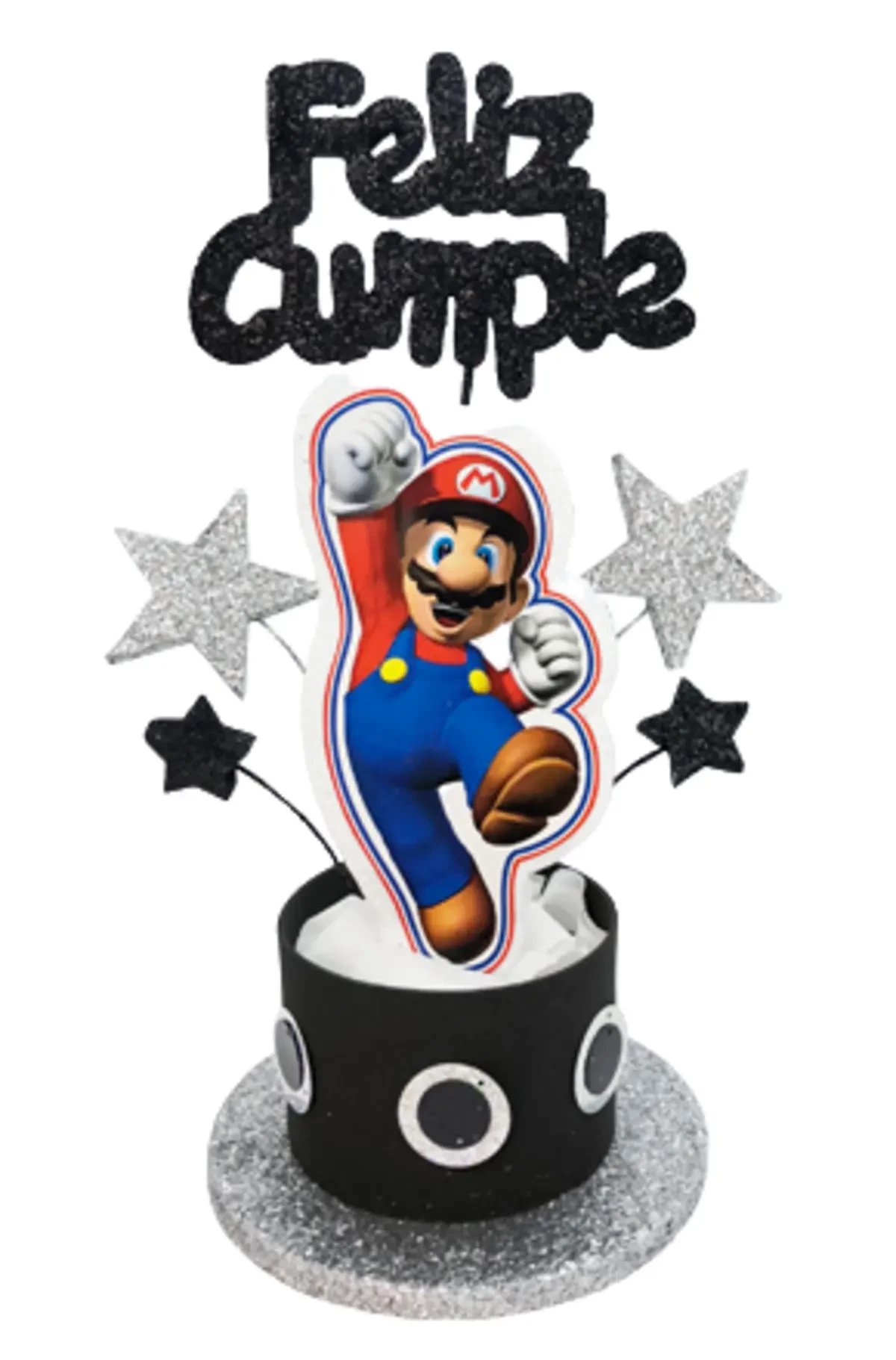 adorno torta tambores figura con feliz cumple grande (mrg) mario bros