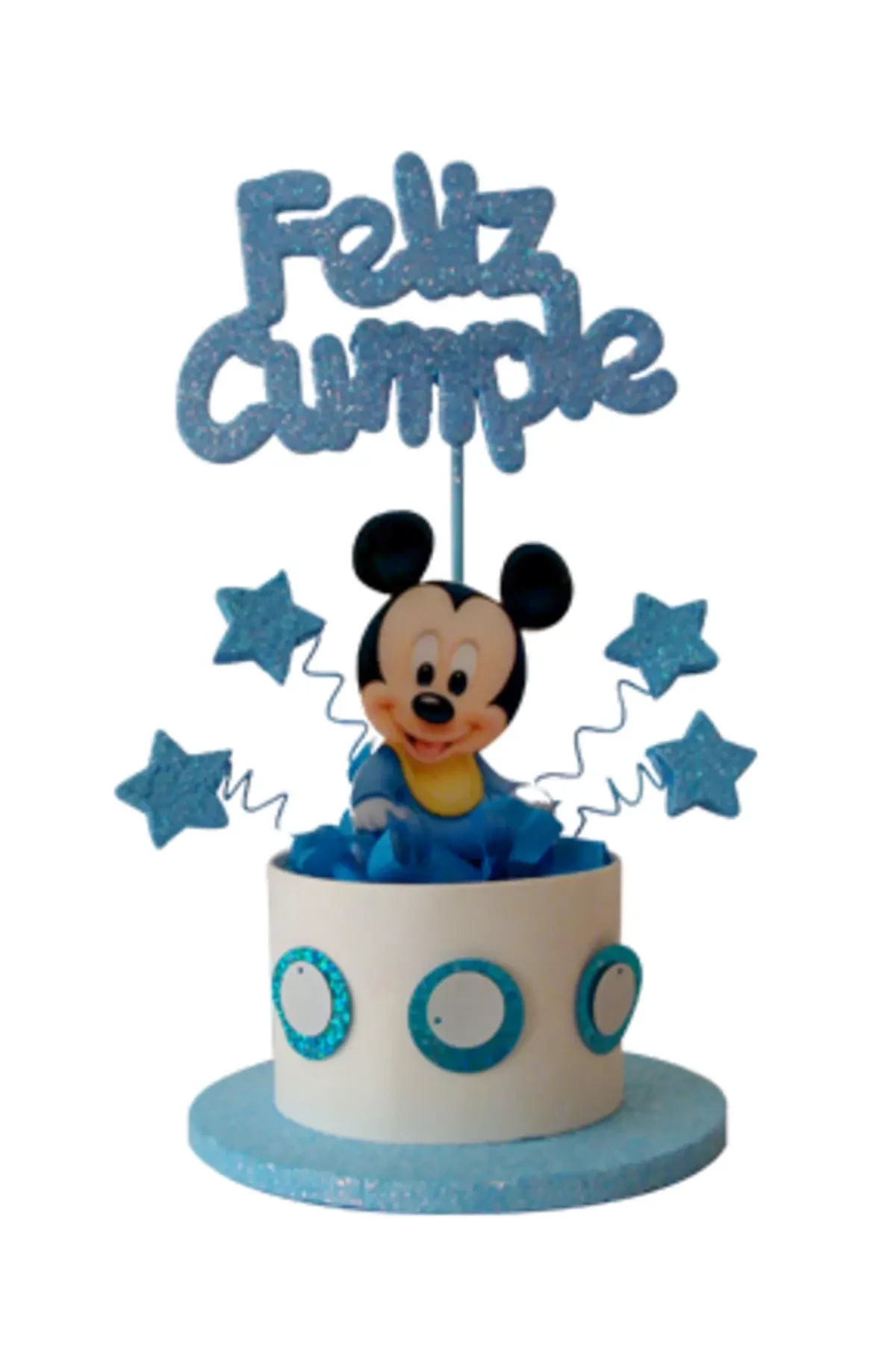 adorno torta tambores figura con feliz cumple grande (mrg) mickey bebe