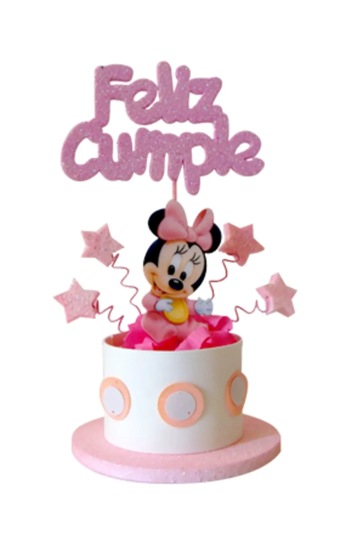 adorno torta tambores figura con feliz cumple grande (mrg) minnie bebe