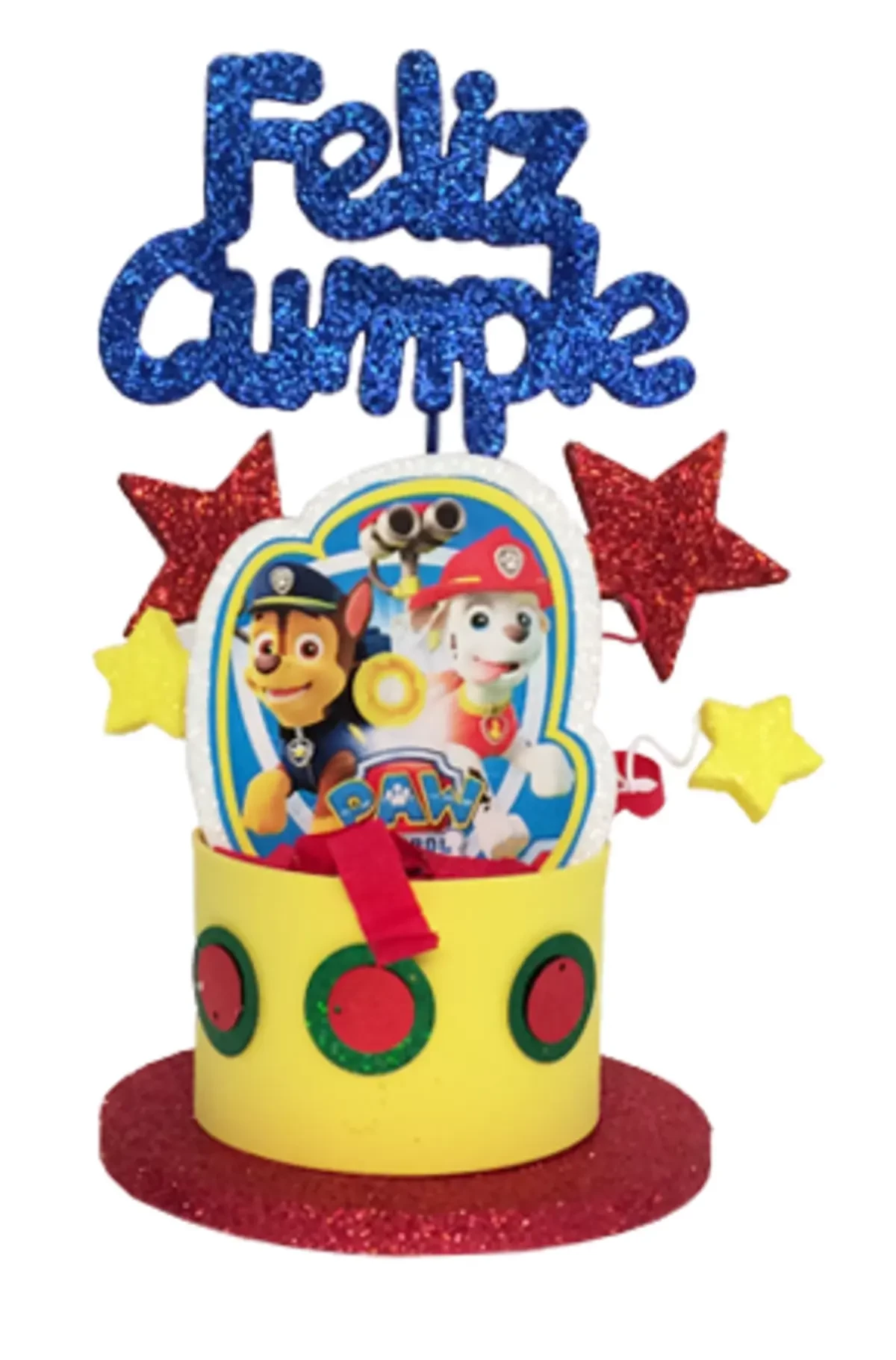 adorno torta tambores figura con feliz cumple grande (mrg) paw patrol