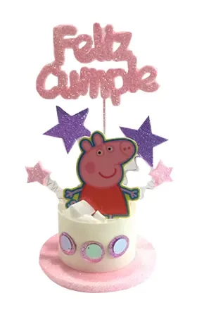 adorno torta tambores figura con feliz cumple grande (mrg) peppa pig