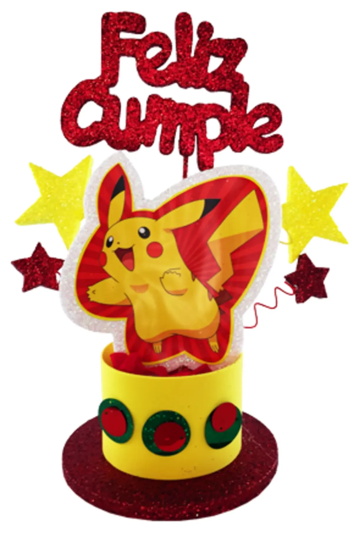 adorno torta tambores figura con feliz cumple grande (mrg) pikachu