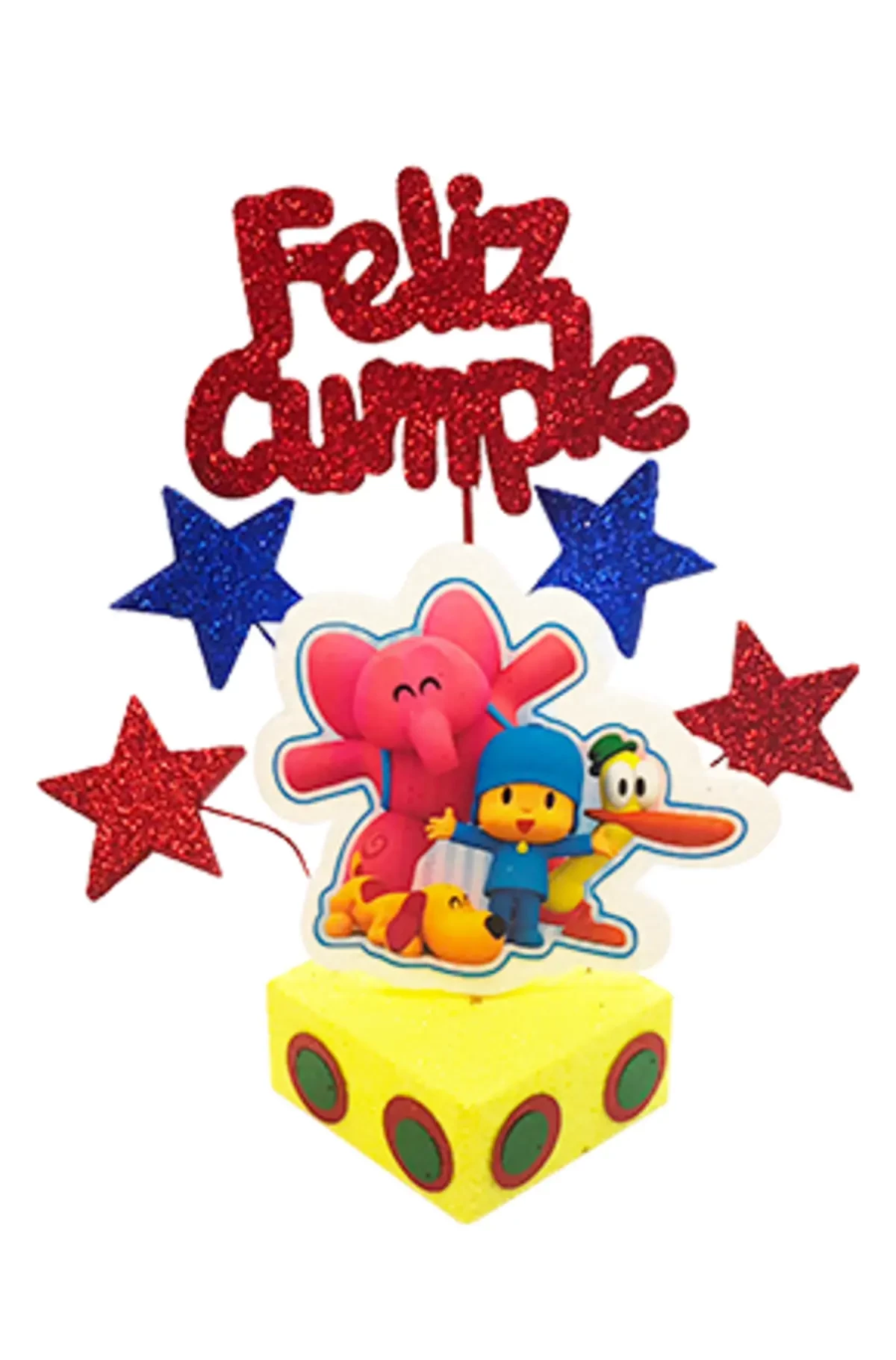 adorno torta tambores figura con feliz cumple grande (mrg) pocoyo