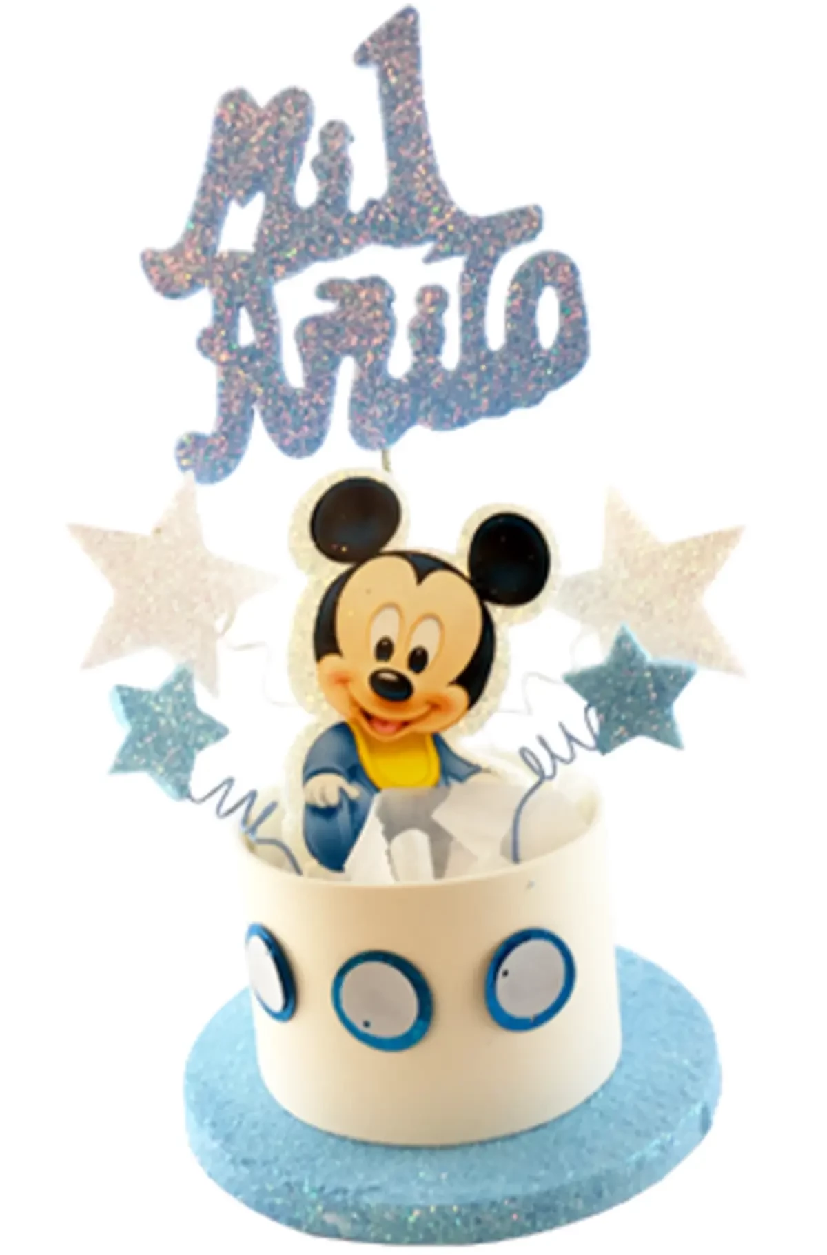 adorno torta tambores figura con feliz cumple grande (mrg) primer anito mickey