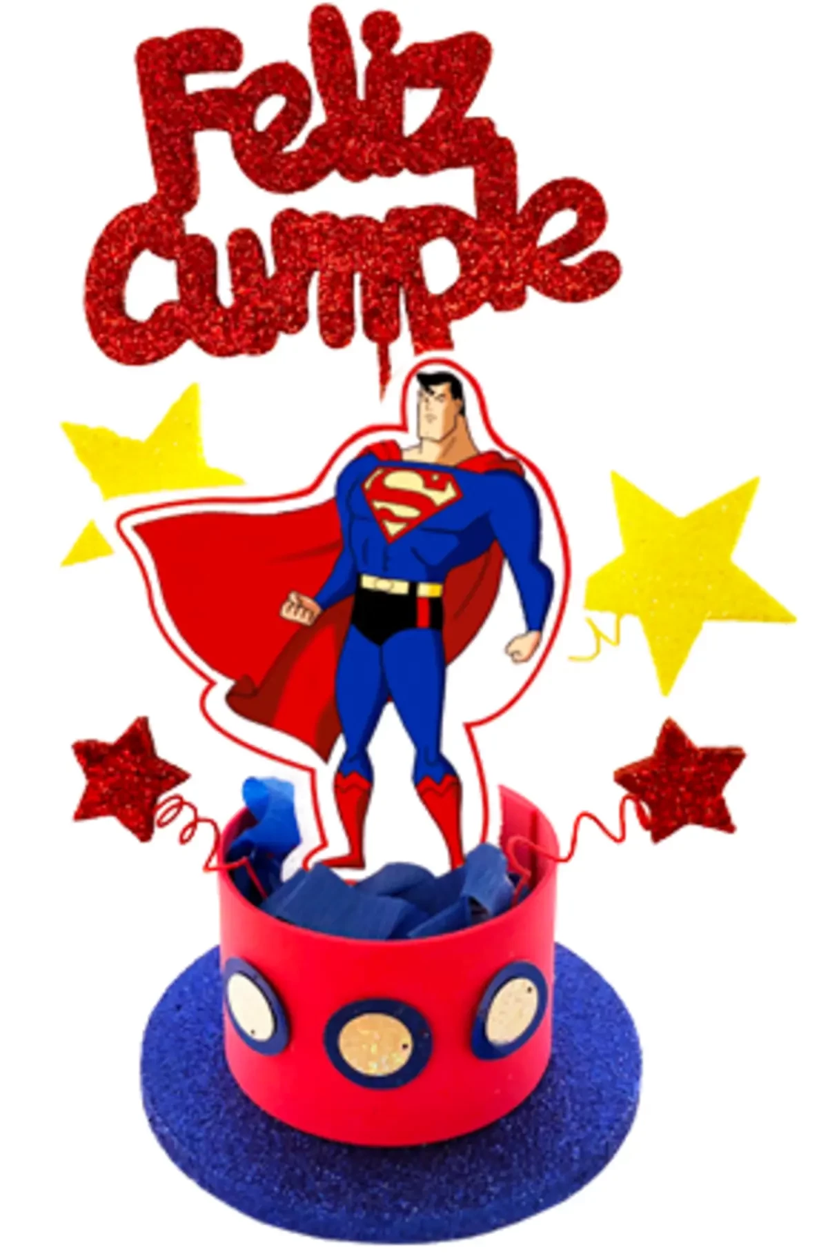 adorno torta tambores figura con feliz cumple grande (mrg) superman